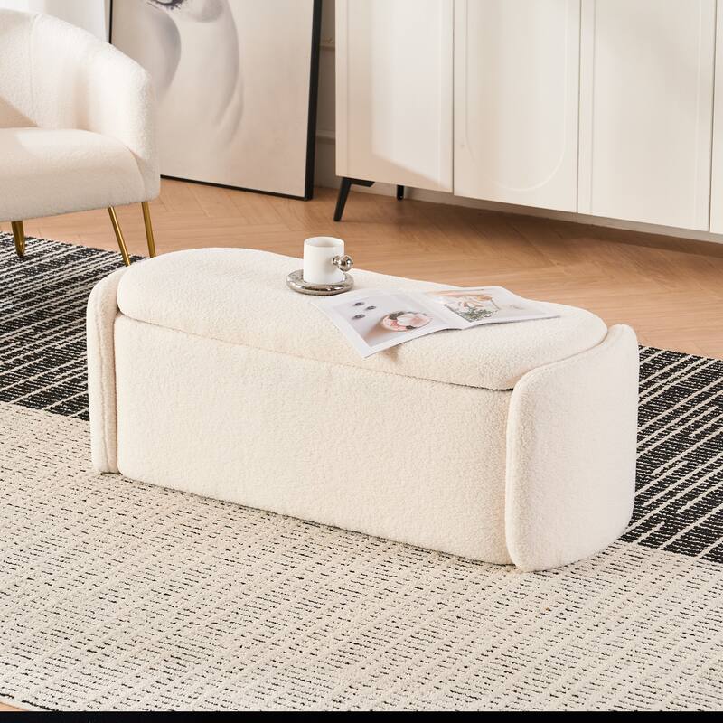 Bedroom Bench Storage Bench with Arms Ottoman entryway bench with storage End of Bed Bench, Entryway Bench - White