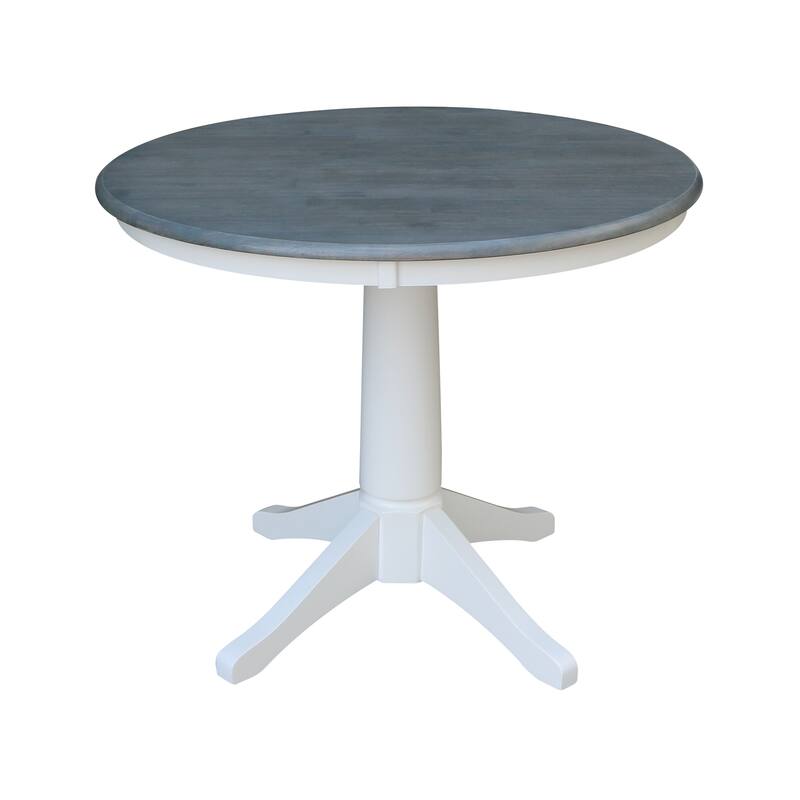 36" Round Top Pedestal Table - White/Heather Gray - N/A