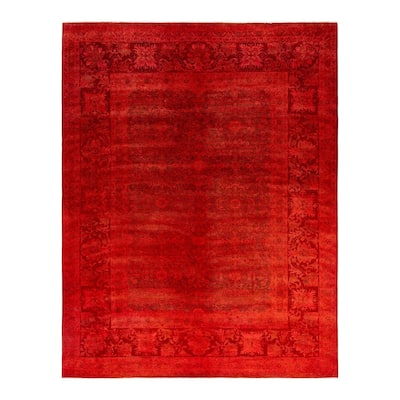 Overdyed, One-of-a-Kind Hand-Knotted Area Rug - Orange - 9' 0" x 11' 3"