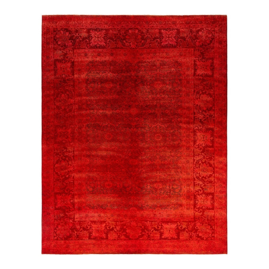 Overdyed, One-of-a-Kind Hand-Knotted Area Rug - Orange - 9' 0" x 11' 3"
