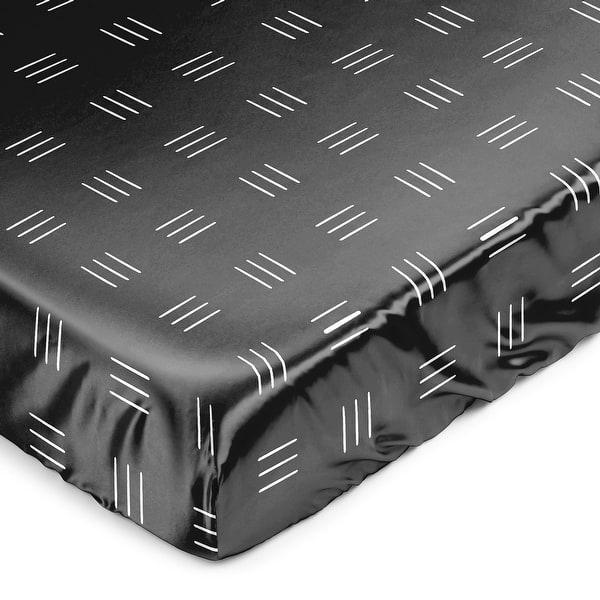 slide 2 of 6, Sweet Jojo Designs Black and White Boho Mudcloth Boy Girl Gender Neutral Unisex Satin Fitted Crib Sheet Bohemian Woodland Tribal