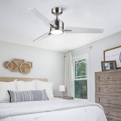 48 Inch Remote Ceiling Fans with Lights and Timer, 6 Speed Reversible Quiet DC Motor