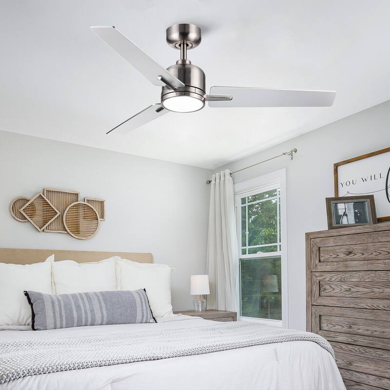Modern Ceiling Fan Light with Lighting and Frosted Finish, 6 Speed Adjustment for Bedroom and Living Room