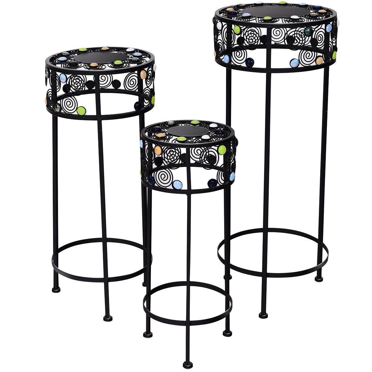 Shop Gymax 3 Piece Metal Flower Pot Rack Plant Display Stand Shelf