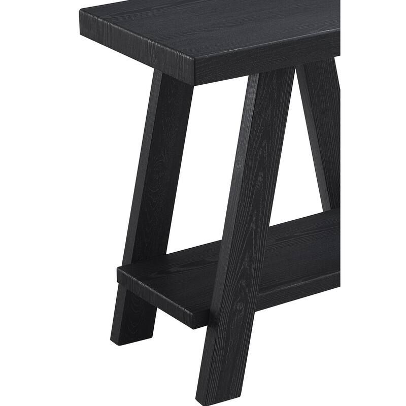 23.5" Modern Rectangular Side Table with Storage Shelf and Wide-angled Legs