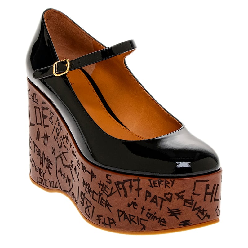 Chloe Maxime Patent Leather Platform Wedges - 38 EU