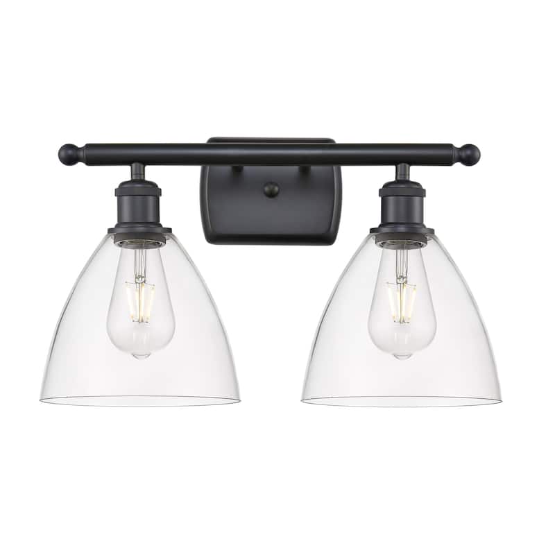 Innovations Lighting 516-2W-11-18 Bristol Vanity Bristol 2 Light 18" - Matte Black / Clear