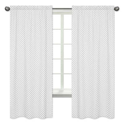 Sweet Jojo Designs Grey and White Polka Dot Watercolor Floral Collection 84-inch Window Treatment Curtain Panel Pair