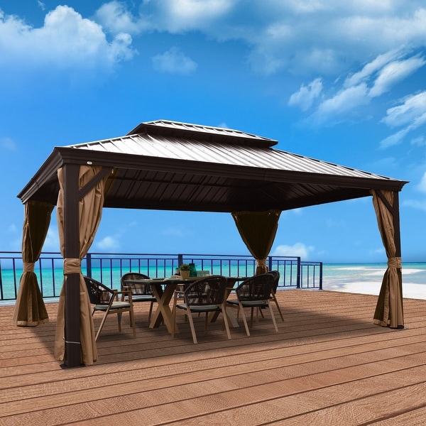 Kozyard Alexander Hardtop Aluminum Gazebo with Mosquito Net