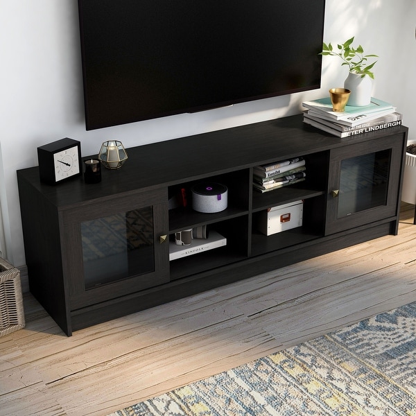 DH BASIC Transitional Espresso 62-inch TV Stand with Storage by