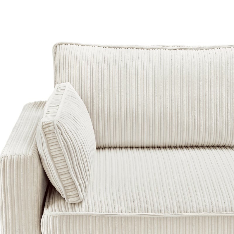 81" Modern Corduroy 3 Seater Sofa, Polyester Rectangle Upholstered Sofa with Wood Base for Living Room - 81"W X 33"D X 26"H