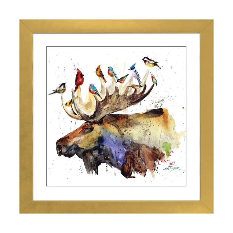 iCanvas "Moose and Birds" by Dean Crouser - Gold - 16x16x1