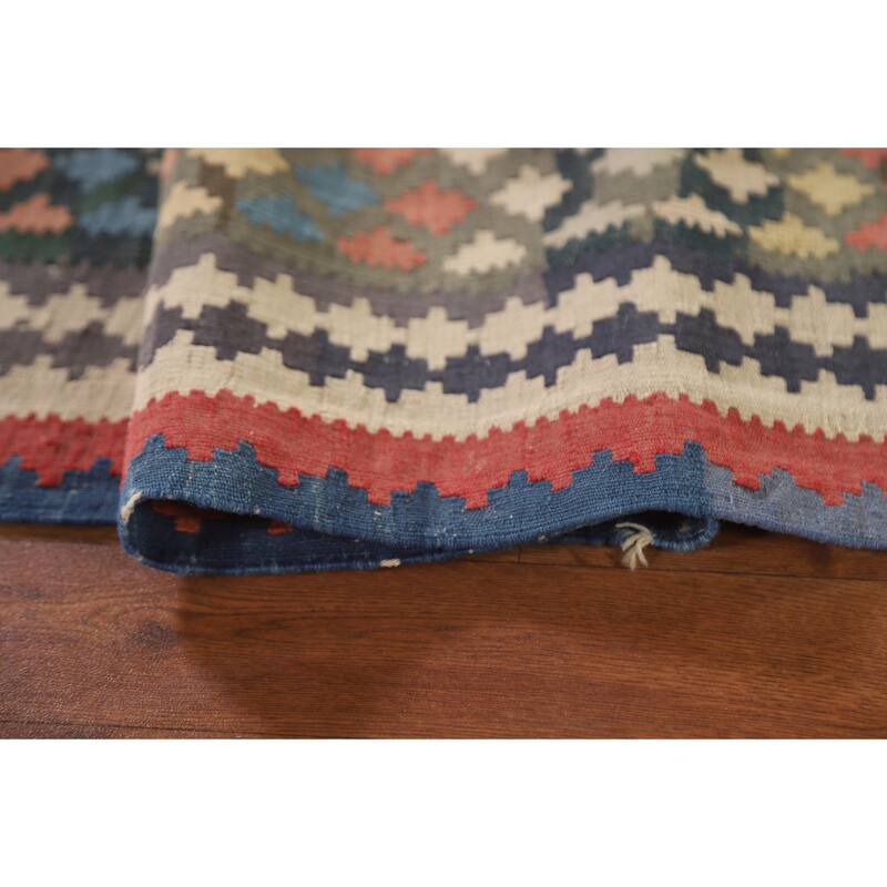 Vegetable Dye Tribal Kilim Qashqai Persian Rug Antique Wool Carpet - 5'1"x 9'7"