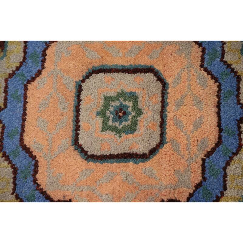 Hand Knotted Oriental 100% Wool Carpet Traditional Geometric Beige & Ivories Kazak Runner Rug - 8' 0'' X 2' 5''