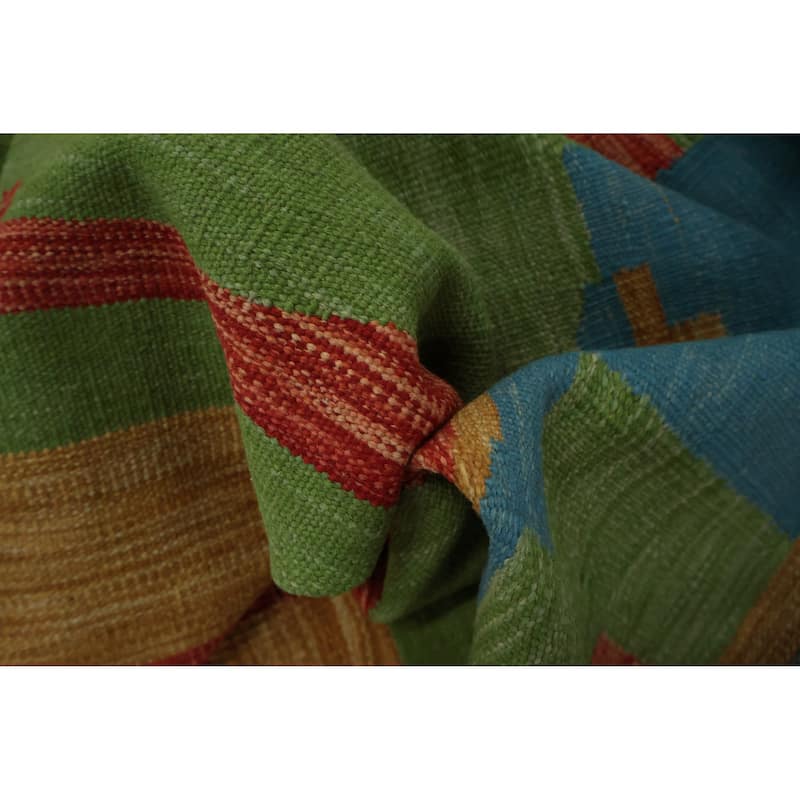 Hand Woven Oriental 100% Wool Carpet Southwestern Modern Multi-Colored Kilim Area Rug - 9' 10'' X 8' 2''