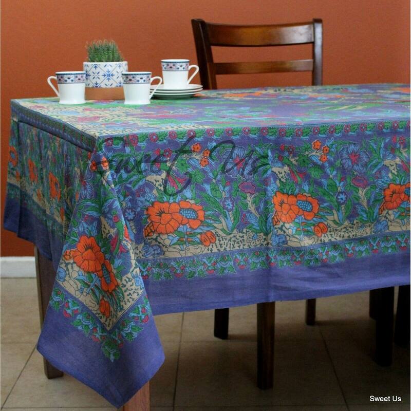 Cotton Heavenly Tree of Life Floral Tablecloth Rectangle - 88 x 104 Inches