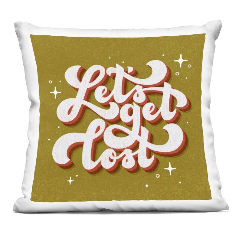 Stupell Let's Get Lost Retro Lettering Decorative Printed Throw Pillow Design by Sarah Hickman - Accent - Polyester - Green - Single