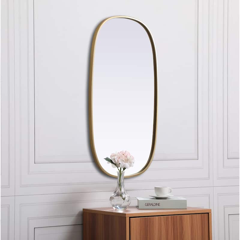 Indigo Home Metal Frame Oval Mirror 20x36 Inch