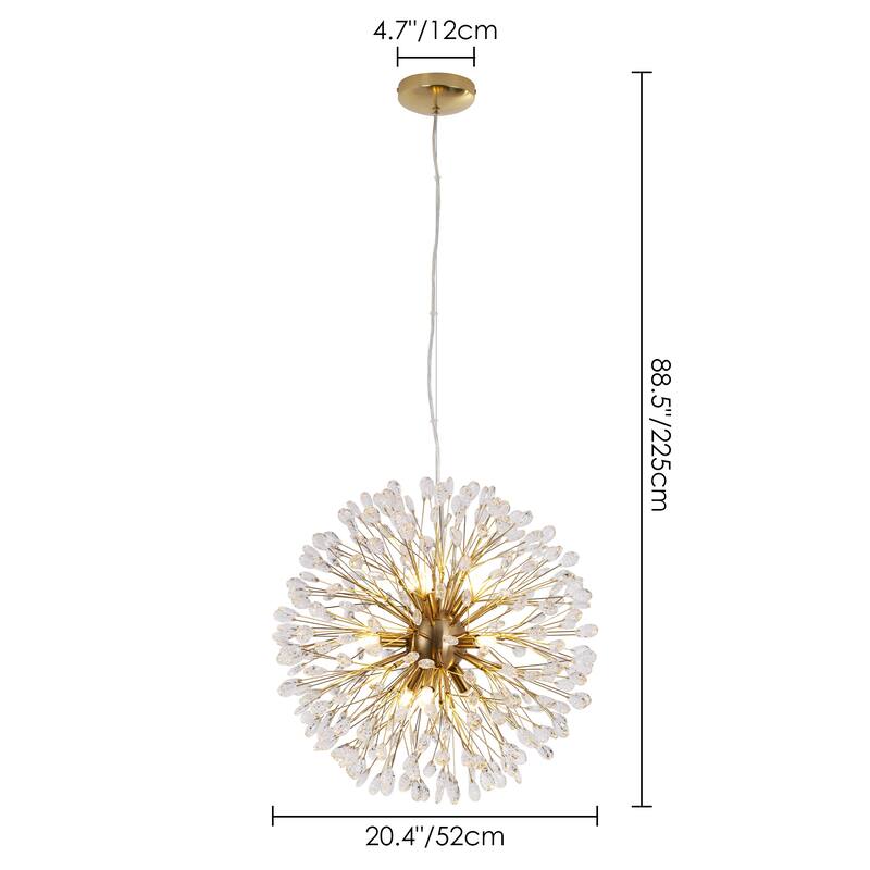 9/12-Light Modern Glam Linear Sputnik Starburst Beaded Crystal Chandelier Firework Kitchen Island Pendant