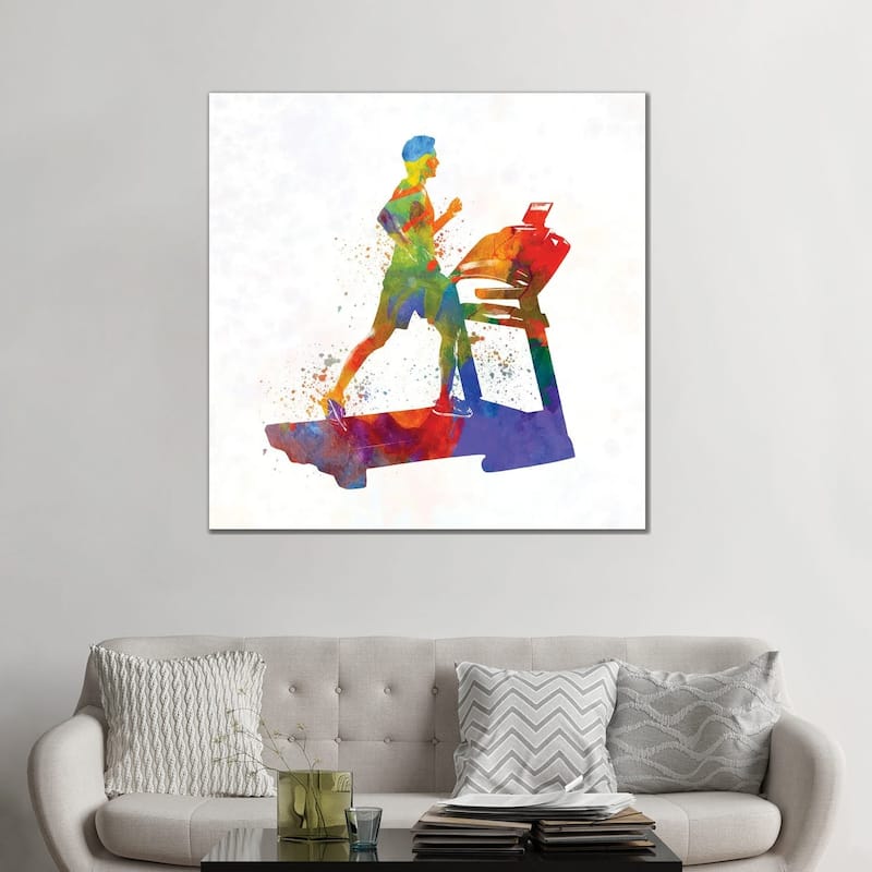 iCanvas "Male Running Treadmill" by Paul Rommer Canvas Print