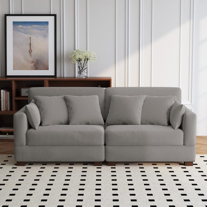 84.5″W Modern Corduroy Couch Modular Sofa