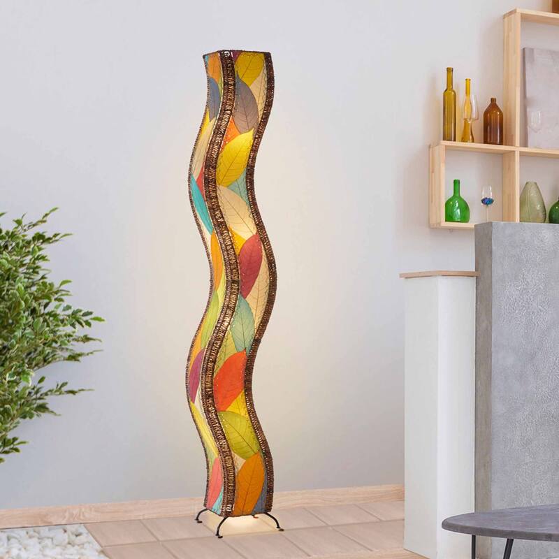 Eangee Handmade Wave Giant Floor Lamp, Cocoa Leaves Shade, 13 x 10 x 72 in.