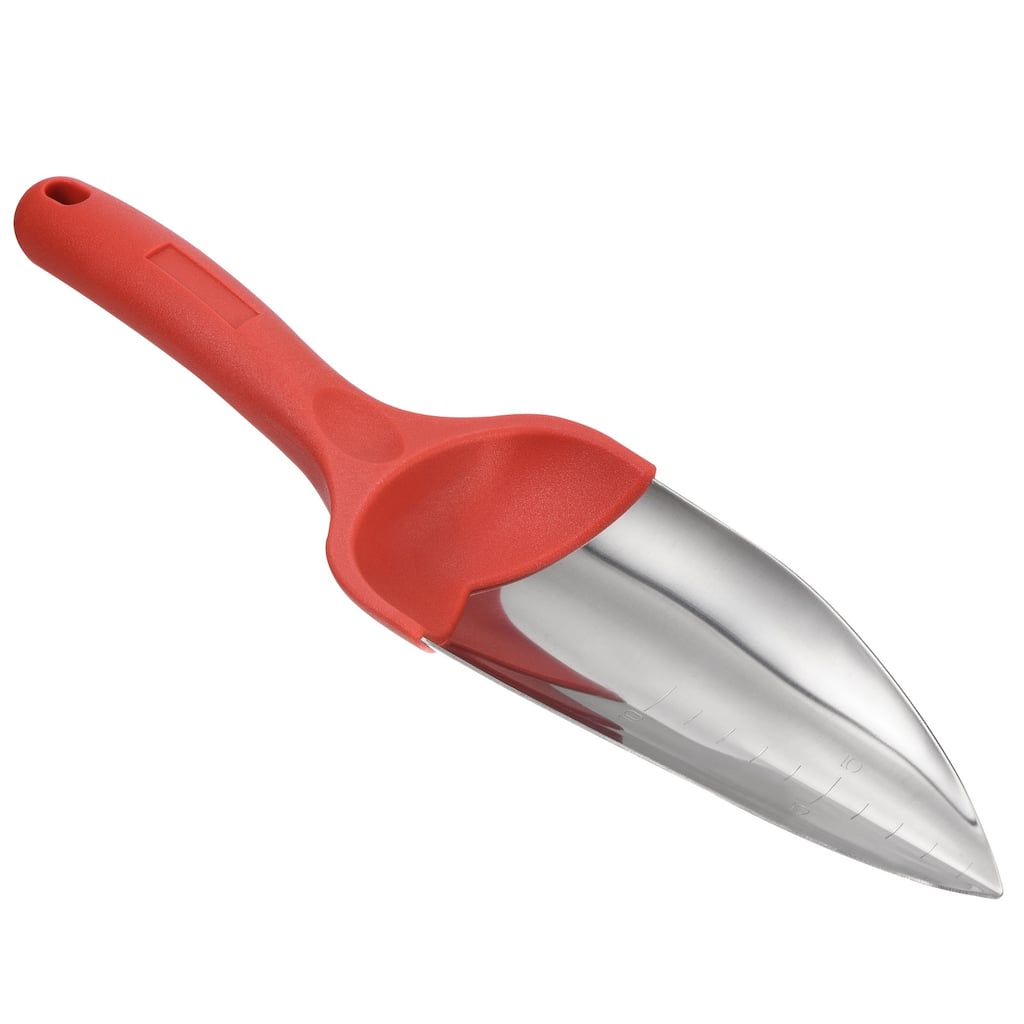 12.7" Garden Trowel Gardening Hand Shovel Garden Spade w Depth Marker Silver Red - Silver Tone, Red