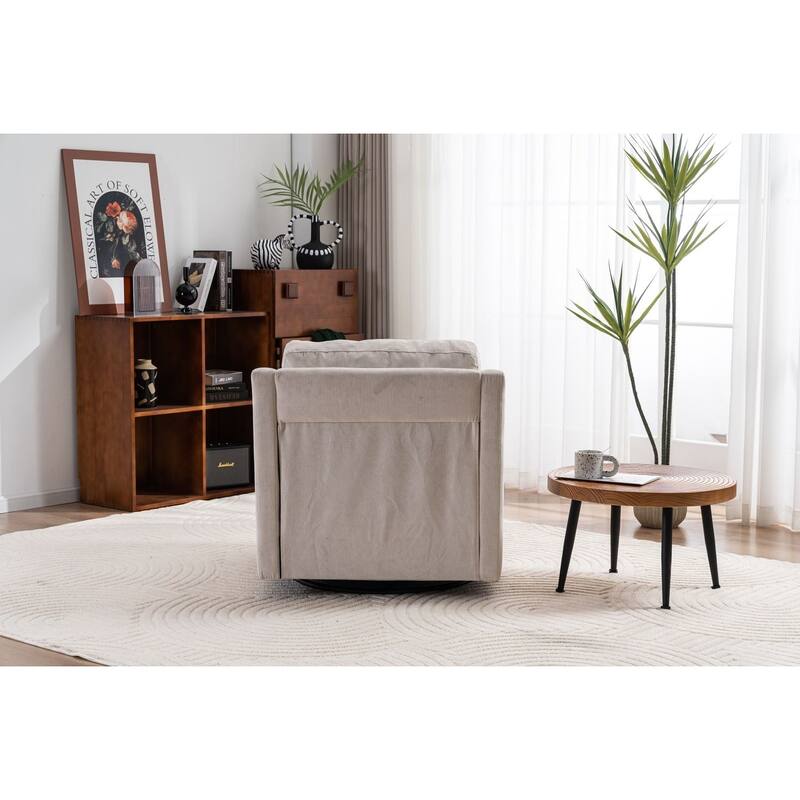 Modern upholstered Large swivel chair linen fabric comfortable to sit