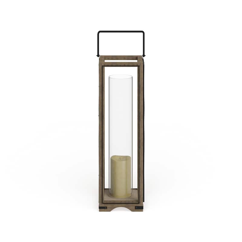 Brown Mango Wood Handmade Decorative Indoor Outdoor Candle Lantern - 8 x 8 x 31