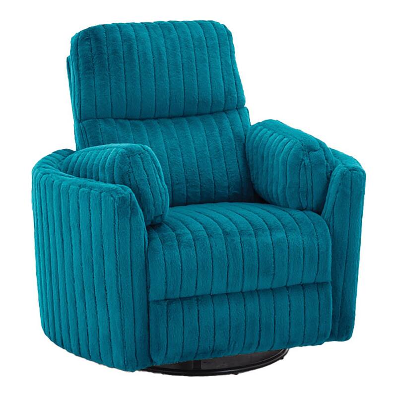 DH BASIC Modern Chenille Power Swivel Glider Recliner by Denhour - Dark Teal Green
