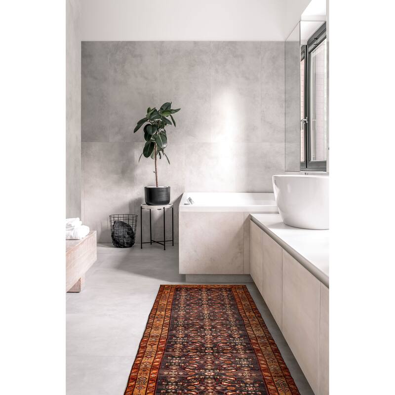 ECARPETGALLERY Hand-knotted Andelz Dark Navy Wool Rug - 3'4 x 11'0