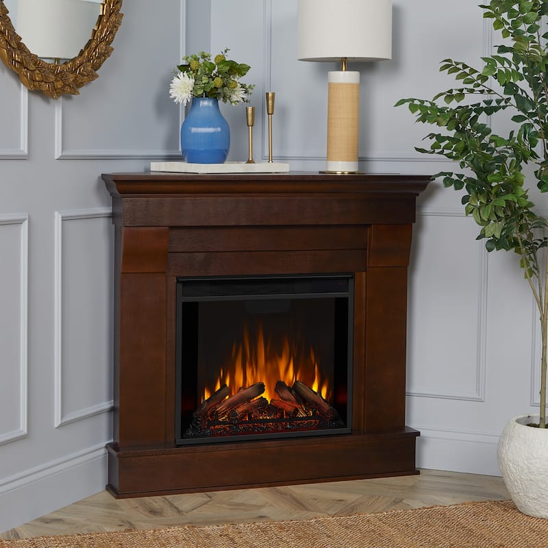 Chateau Corner Electric Fireplace by Real Flame - 41"L x 25.25" W x 20" H - Dark Walnut