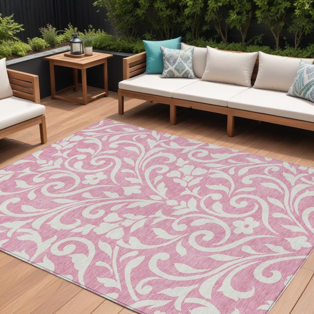 HomeRoots Floral Transitional Rectangle Outdoor Rug