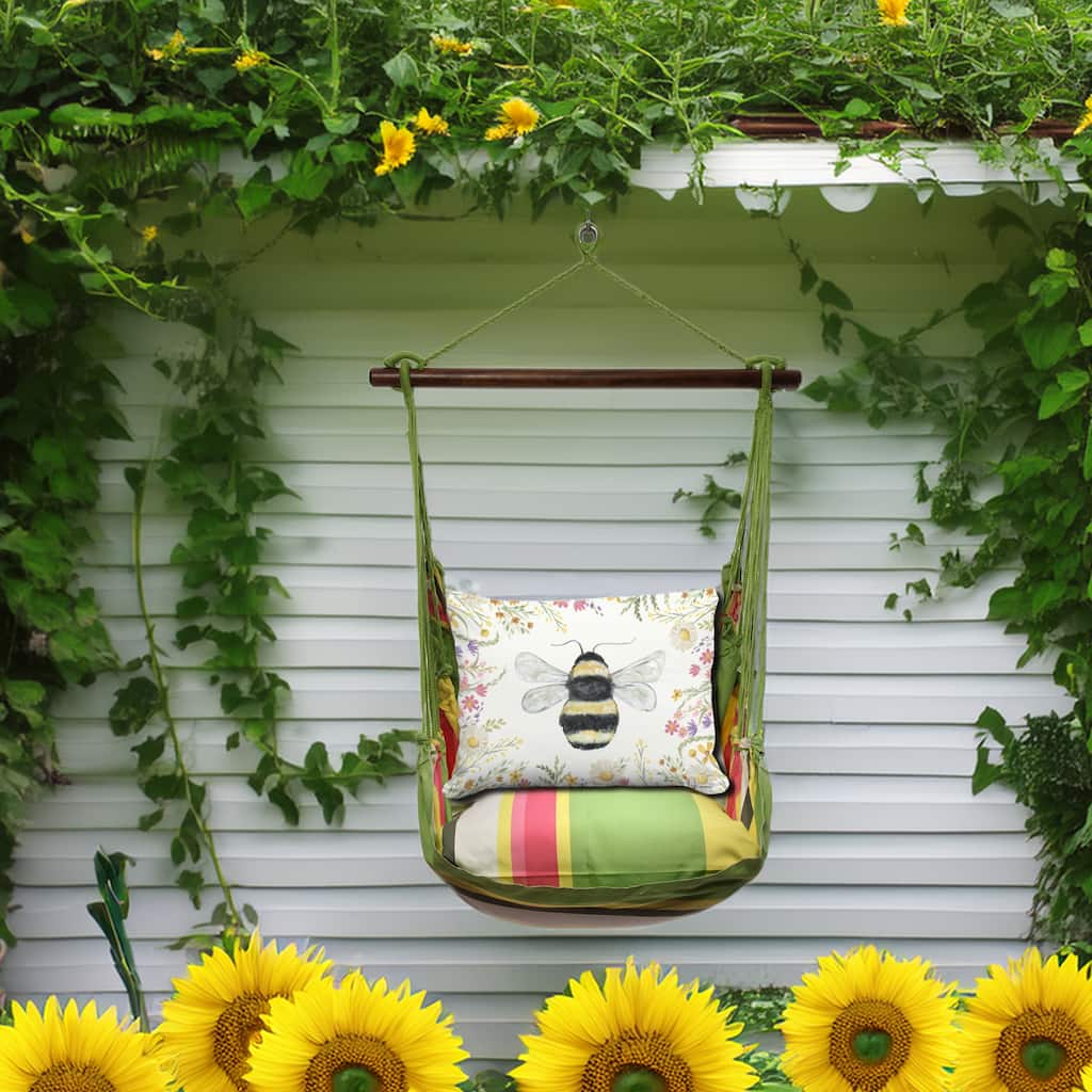 Magnolia Casual Swing Set 4 piece - Fresh Lime Stripe w/ Floral Bee