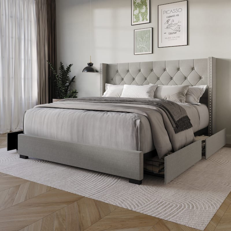 Greeley Tufted Upholstered Storage Platform Bed