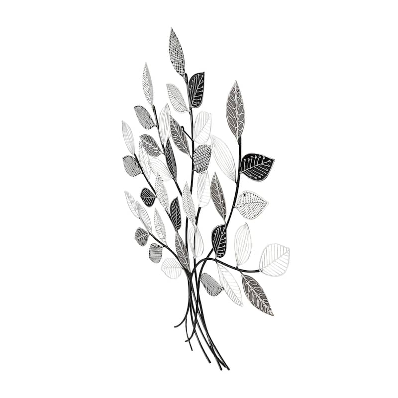 Metal Tree Wall Decor with Various Patterned Leaves - Black - Roche River Decor
