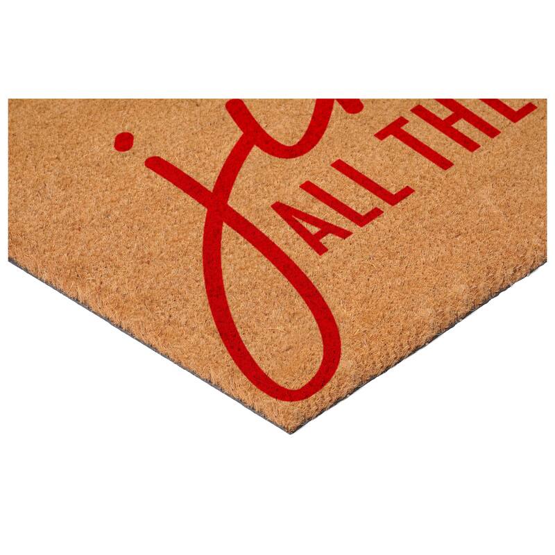 HomeRoots 17" X 29" Brown And Red Christmas Outdoor Coir Door Mat - 17.00' X '29.00