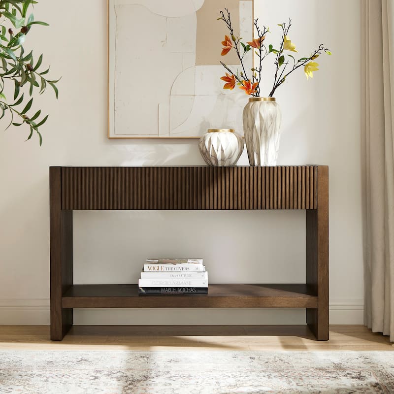 Manzanita 48" Wide Rectangular Solid Wood Fluted Console Table - 48" Wide