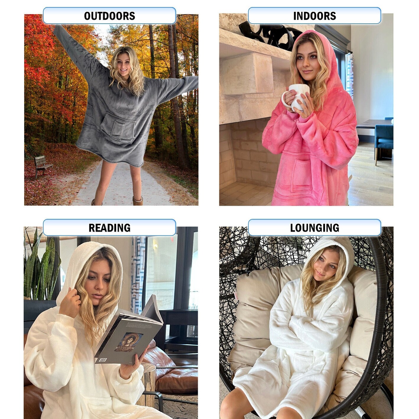 Wearable Hoodie Blanket Oversized Sherpa Fleece Sweatshirt In