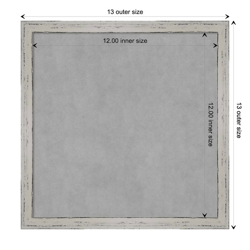 Amanti Art Shiplap White Narrow Framed Magnetic Board - Board Size 12x12