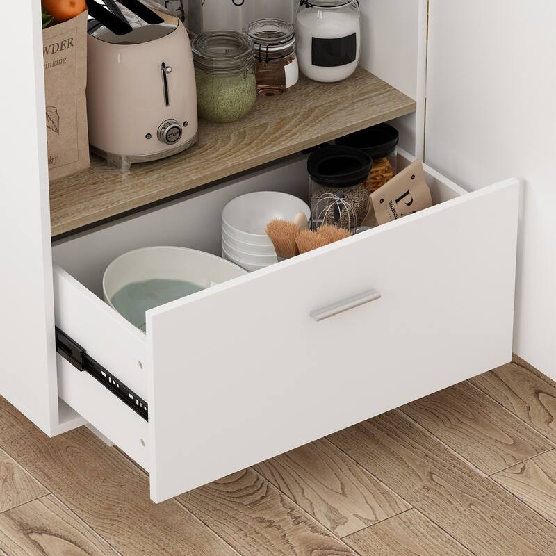 Kitchen Island with Storage Kitchen Cart Extendable Bar Table Dining - 59.1"Wx31.5"Lx35.5"H