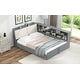preview thumbnail 10 of 10, Gray L-Shaped Platform Bed with Storage Headboard with Left Shelf and 2 Drawer