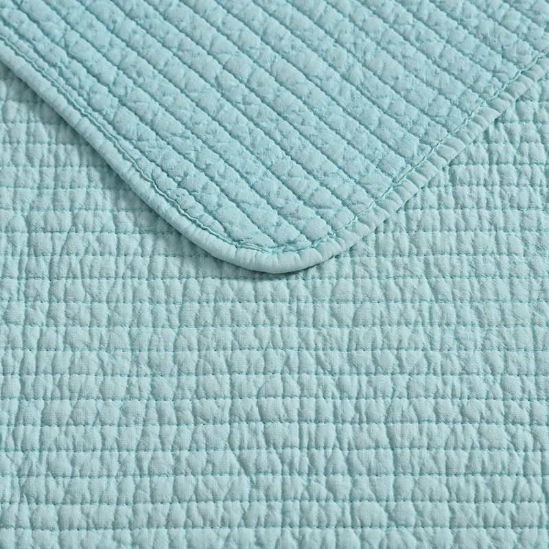 Nautica Seashore Stitch Solid Cotton Reversible Quilt Set