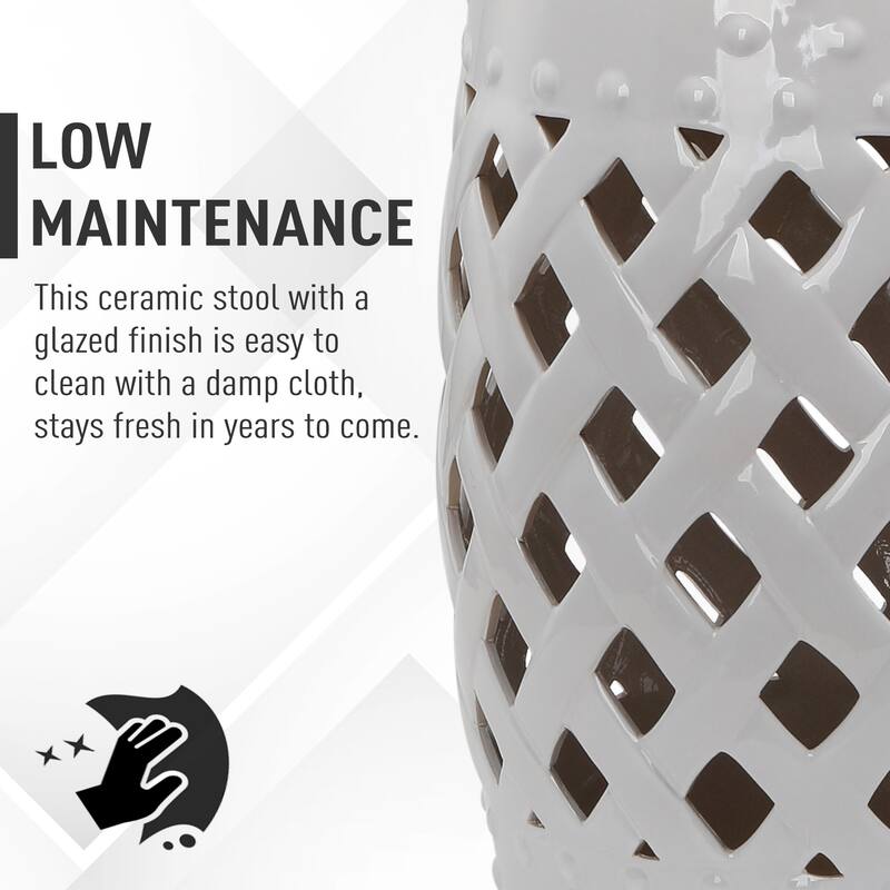 Outsunny Ceramic Indoor Outdoor Lattice Garden Stool