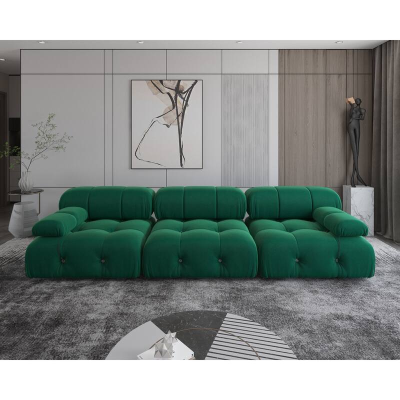 Modern Square Modular 3 Seats Sofa - Green