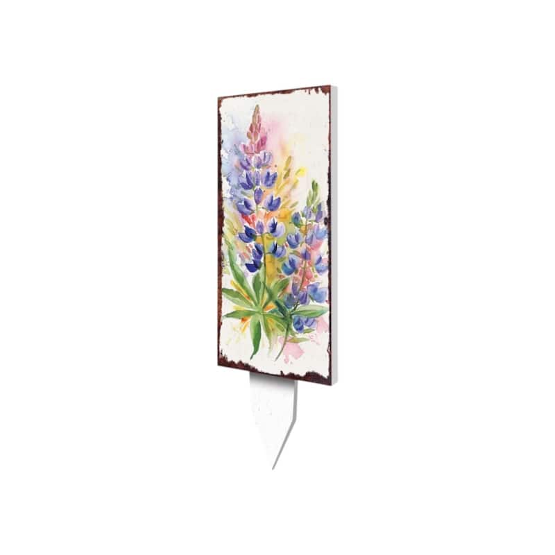 HomeRoots 10" Blue Green Pink And White Solid Wood Floral Bouquet Garden Stake