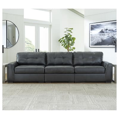 Signature Design by Ashley Brindley Pier Black 3-Piece Sectional Sofa - 136"W x 39"D x 40"H