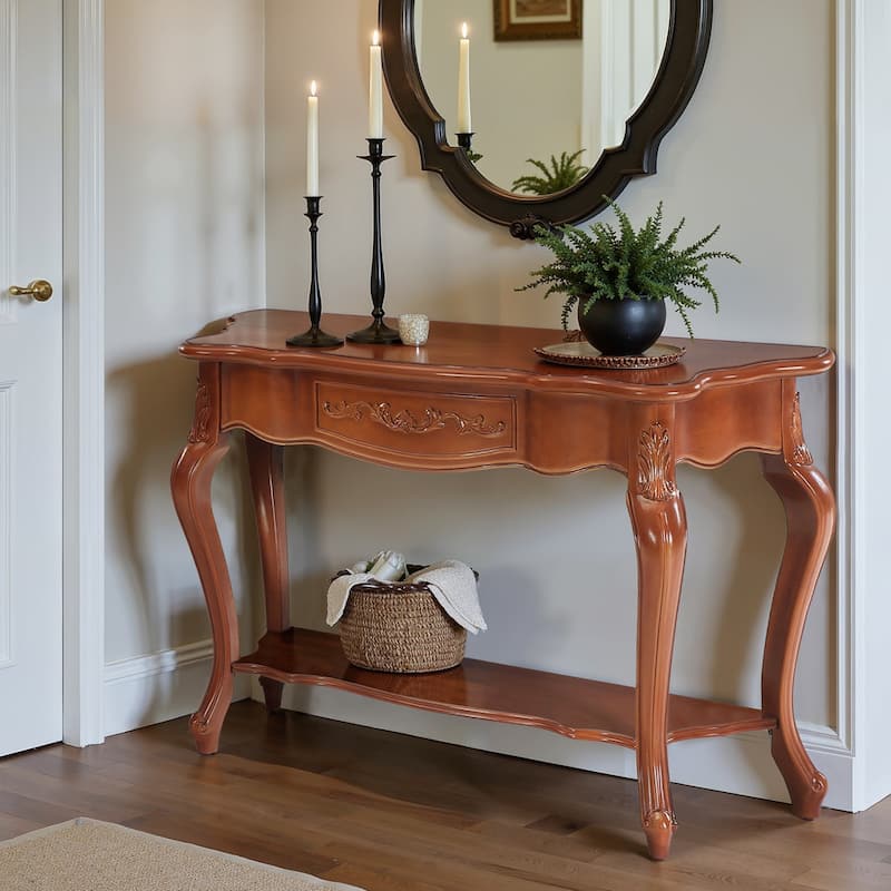 Mid-Century Modern Vintage Console Table with Shelf
