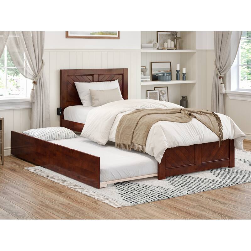 AFI, Canyon Platform Bed with Matching Footboard & Trundle - Walnut - Twin XL
