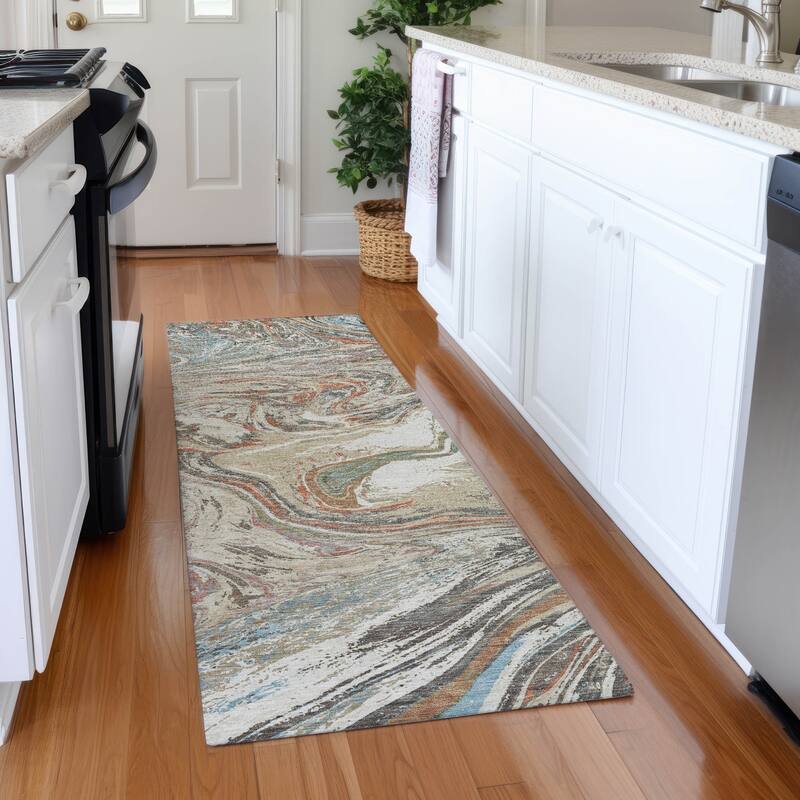 Premium Washable Super Soft Abstract Flow Mayfield Rug - Beige - 2'3" x 7'6"